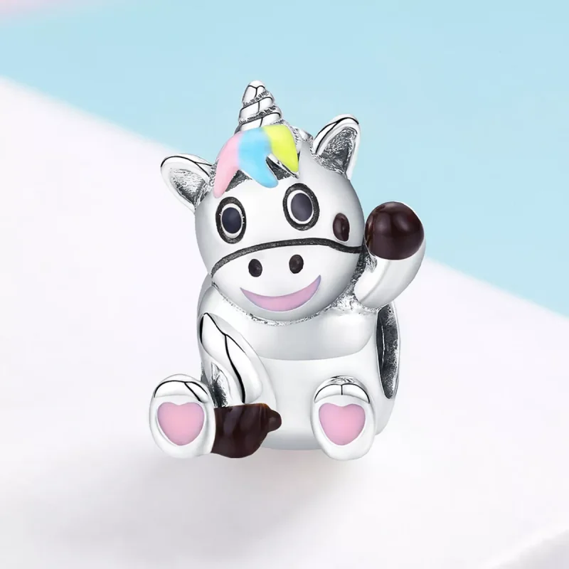 (immagine per) Charm tipo Pandora Unicorno carino - BSC041 - Visualizza 3