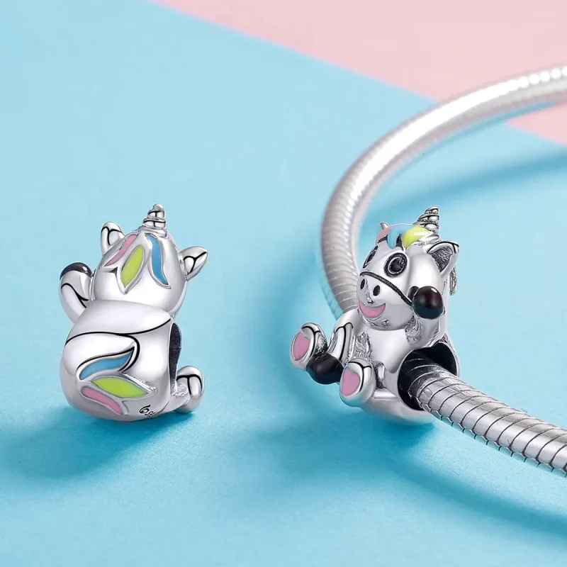 (immagine per) Charm tipo Pandora Unicorno carino - BSC041 - Visualizza 4