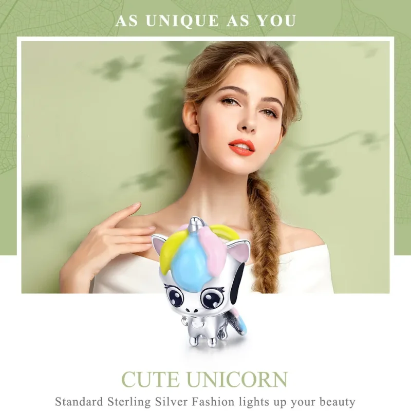 (immagine per) Charm tipo Pandora Unicorno carino - BSC059 - Visualizza 6