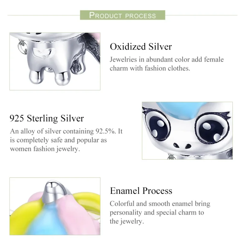 (immagine per) Charm tipo Pandora Unicorno carino - BSC059 - Visualizza 7