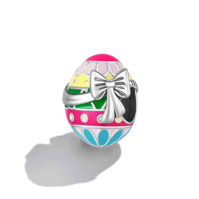 (immagine per) Charm tipo Pandora Uovo di Pasqua con fiocco - SCC2119 - Visualizza 2