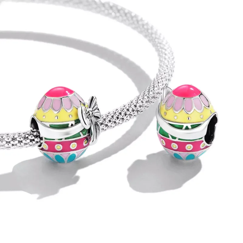 (immagine per) Charm tipo Pandora Uovo di Pasqua con fiocco - SCC2119 - Visualizza 4