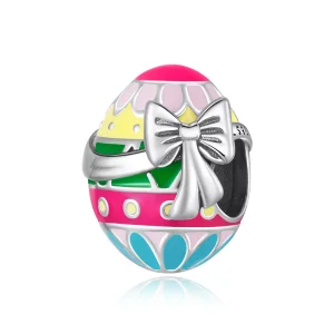 (immagine per) Charm tipo Pandora Uovo di Pasqua con fiocco - SCC2119