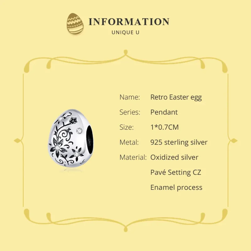 (immagine per) Charm tipo Pandora Uovo di Pasqua retrò - SCC1466 - Visualizza 6
