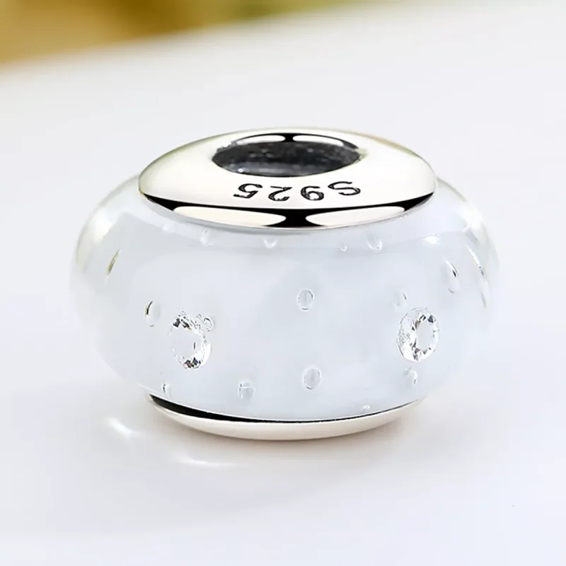 (immagine per) Charm tipo Pandora Vetro di Murano bianco - SCZ002 - Visualizza 3
