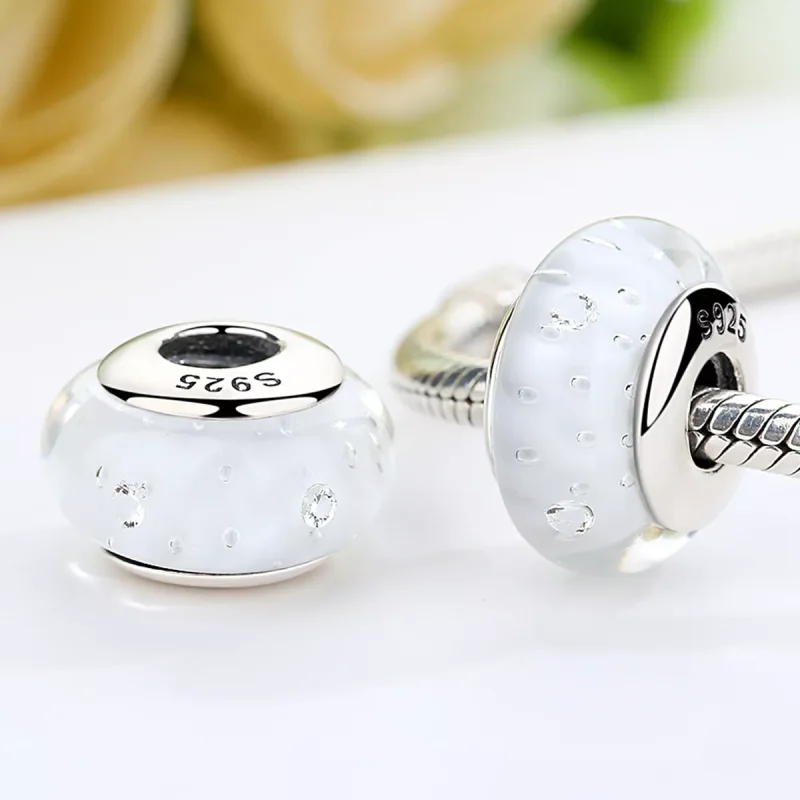 (immagine per) Charm tipo Pandora Vetro di Murano bianco - SCZ002 - Visualizza 5