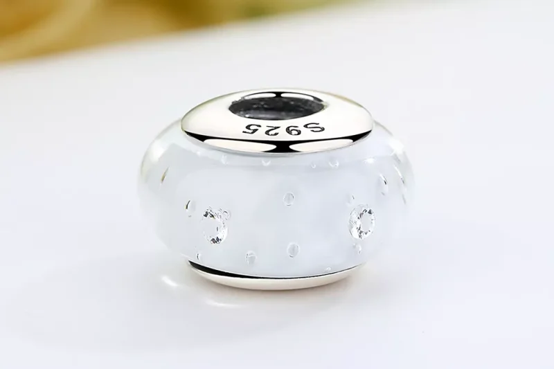 (immagine per) Charm tipo Pandora Vetro di Murano bianco - SCZ002 - Visualizza 7