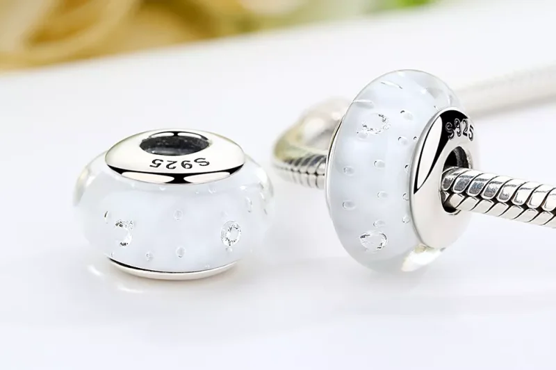(immagine per) Charm tipo Pandora Vetro di Murano bianco - SCZ002 - Visualizza 8