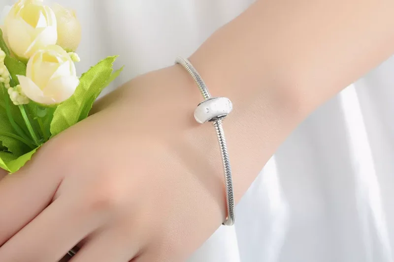 (immagine per) Charm tipo Pandora Vetro di Murano bianco - SCZ002 - Visualizza 9