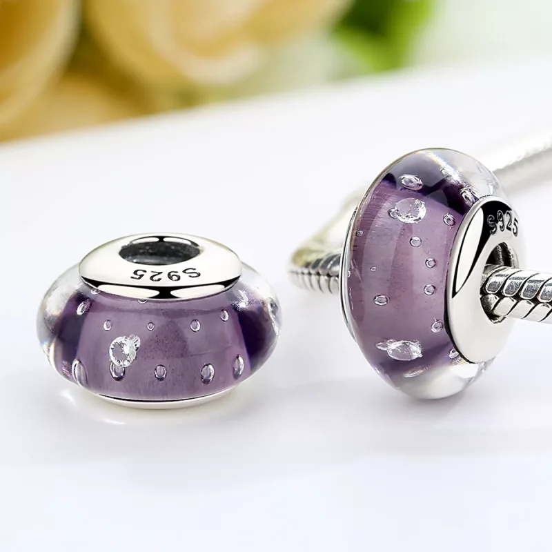 (immagine per) Charm tipo Pandora Vetro di Murano viola - SCZ001 - Visualizza 3