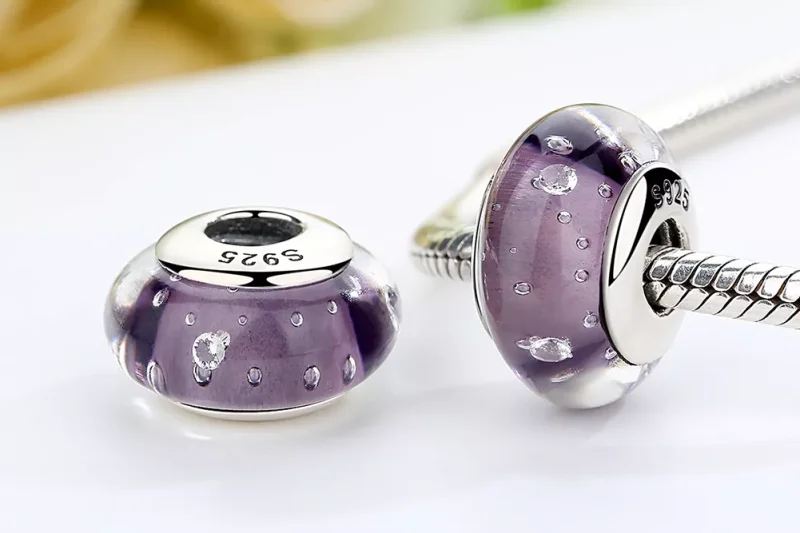 (immagine per) Charm tipo Pandora Vetro di Murano viola - SCZ001 - Visualizza 7