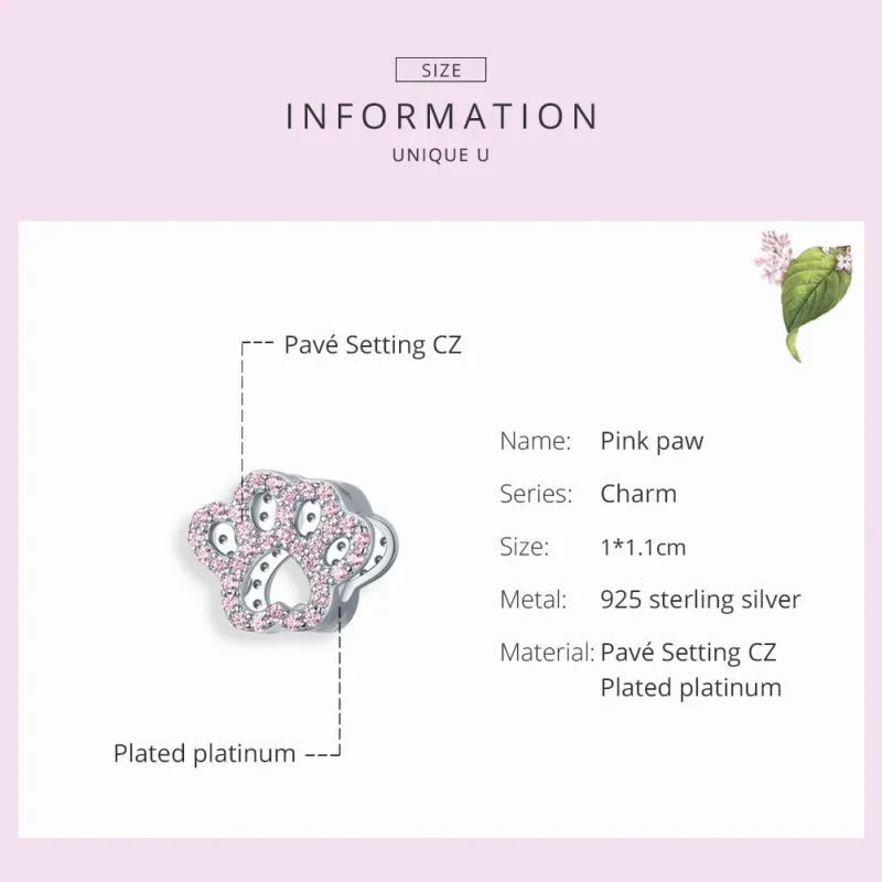 (immagine per) Charm tipo Pandora Zampa rosa - BSC164 - Visualizza 7