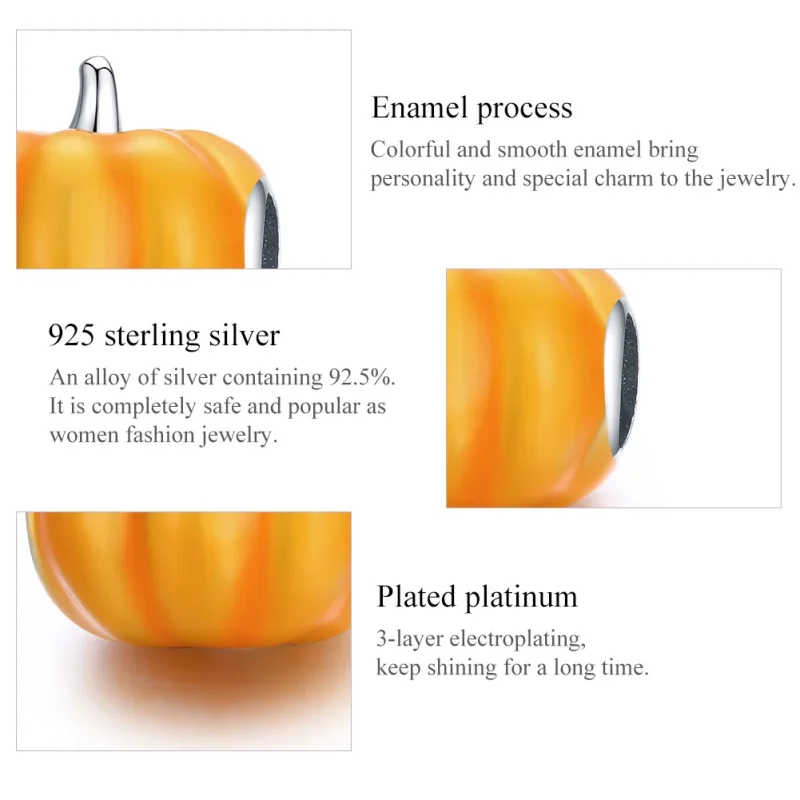 (immagine per) Charm tipo Pandora Zucca carina - BSC333 - Visualizza 7