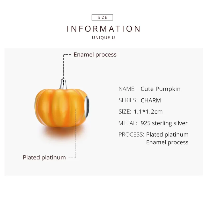 (immagine per) Charm tipo Pandora Zucca carina - BSC333 - Visualizza 8