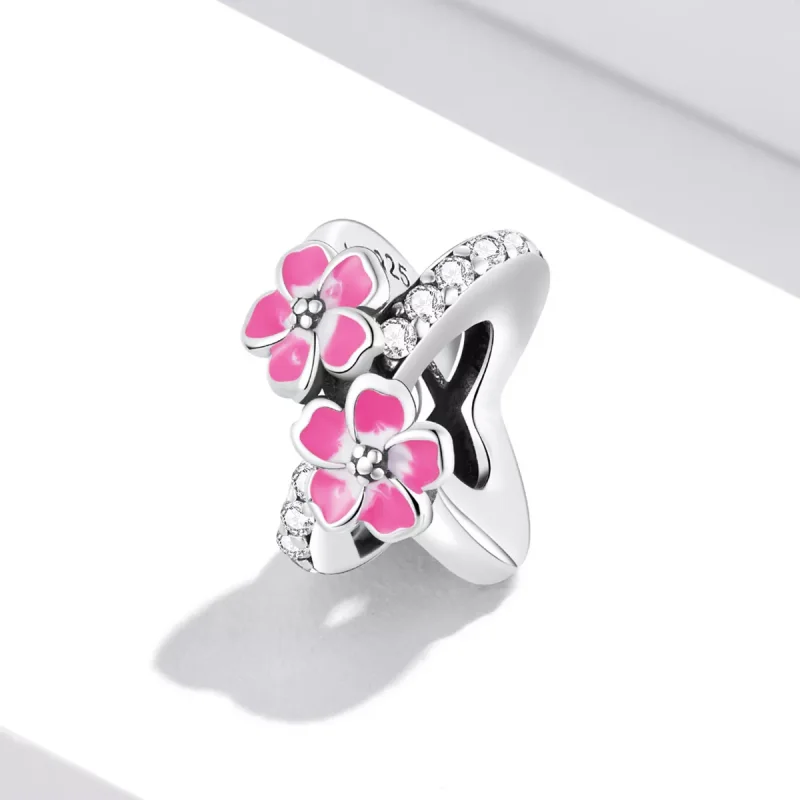 (immagine per) Distanziatore tipo Pandora Fiori rosa - SCC2139 - Visualizza 2