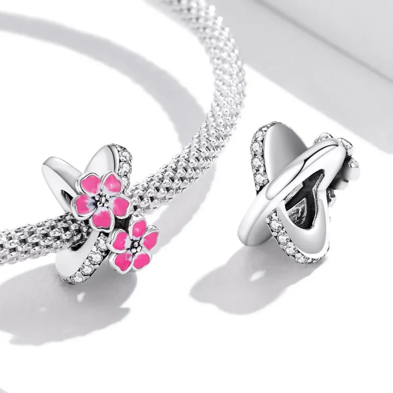 (immagine per) Distanziatore tipo Pandora Fiori rosa - SCC2139 - Visualizza 4