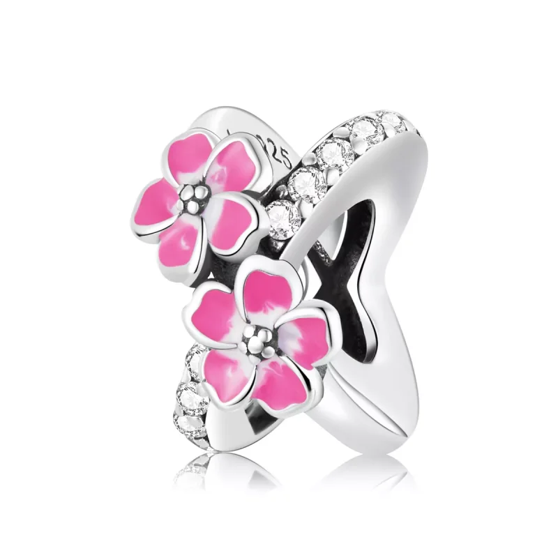 (immagine per) Distanziatore tipo Pandora Fiori rosa - SCC2139