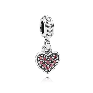 (immagine per) Charm con Pendente Cuore in Pavé Rosso - 791023CZR - Charm | PANDORA