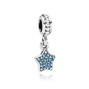 (immagine per) Charm con Pendente Stella in Pavé Blu - 791024CZB - Charm | PANDORA