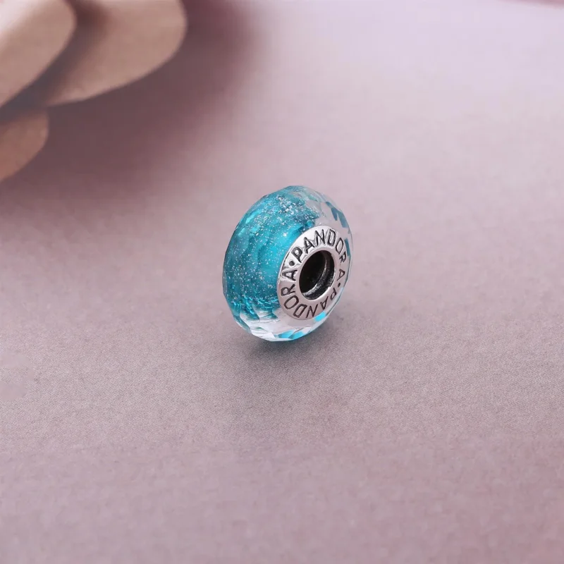 (immagine per) Charm in Vetro di Murano color turchese scintillante - Pandora IT - Visualizza 2