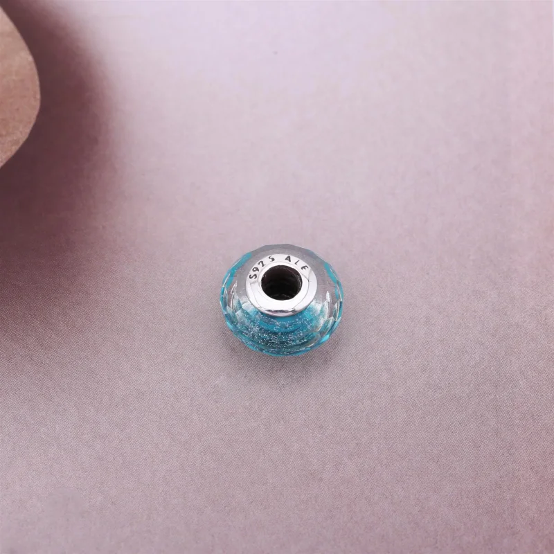 (immagine per) Charm in Vetro di Murano color turchese scintillante - Pandora IT - Visualizza 3
