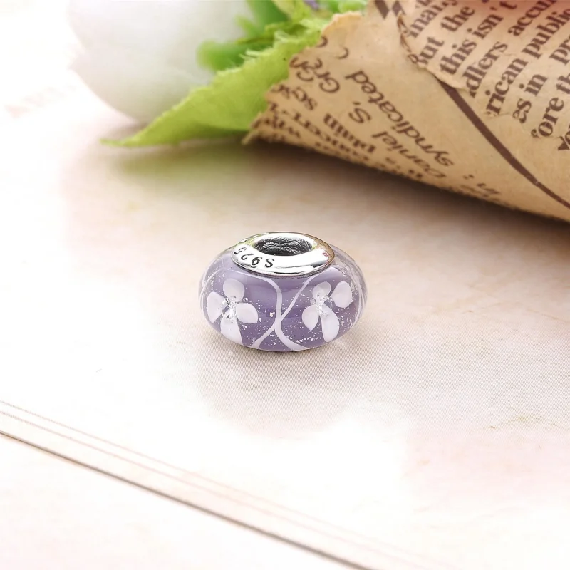 (immagine per) Charm in Vetro Prato Fiorito Viola - Pandora IT - Visualizza 3