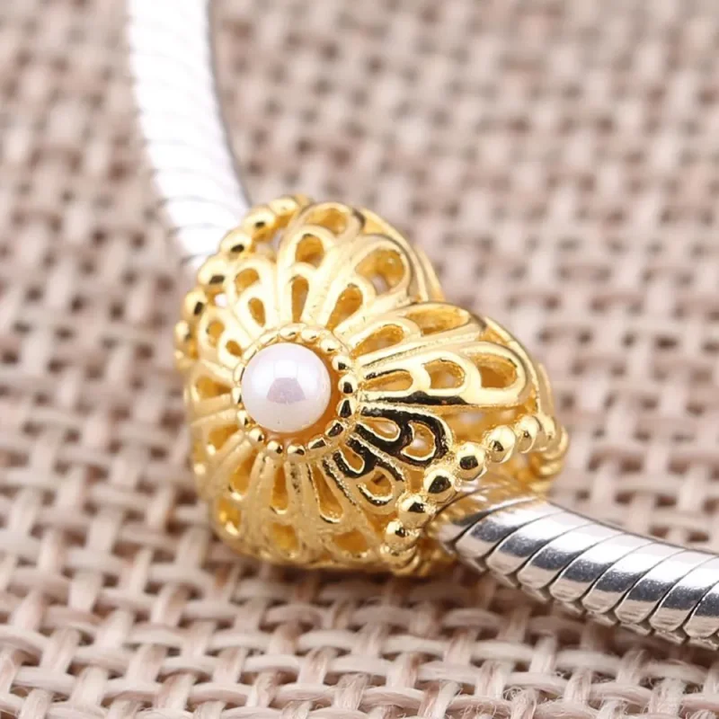 (immagine per) Charm Openwork Cuore Con Perla Vintage 750822P Charm Pandora - Visualizza 2