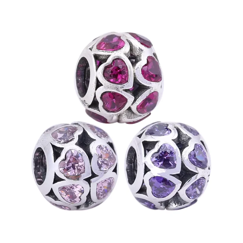 (immagine per) Charm Openwork Cuori Preziosi Rosa - Pandora IT - Visualizza 3