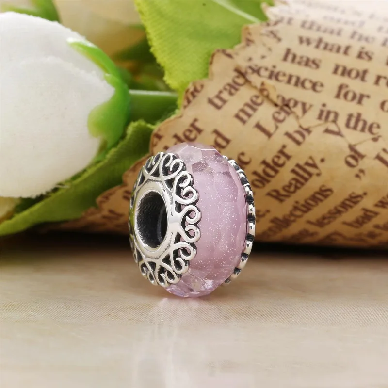 (immagine per) Charm PANDORA in Vetro di Murano Bianco Iridescente - Visualizza 4