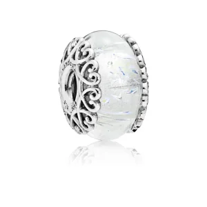 (immagine per) Charm PANDORA in Vetro di Murano Bianco Iridescente