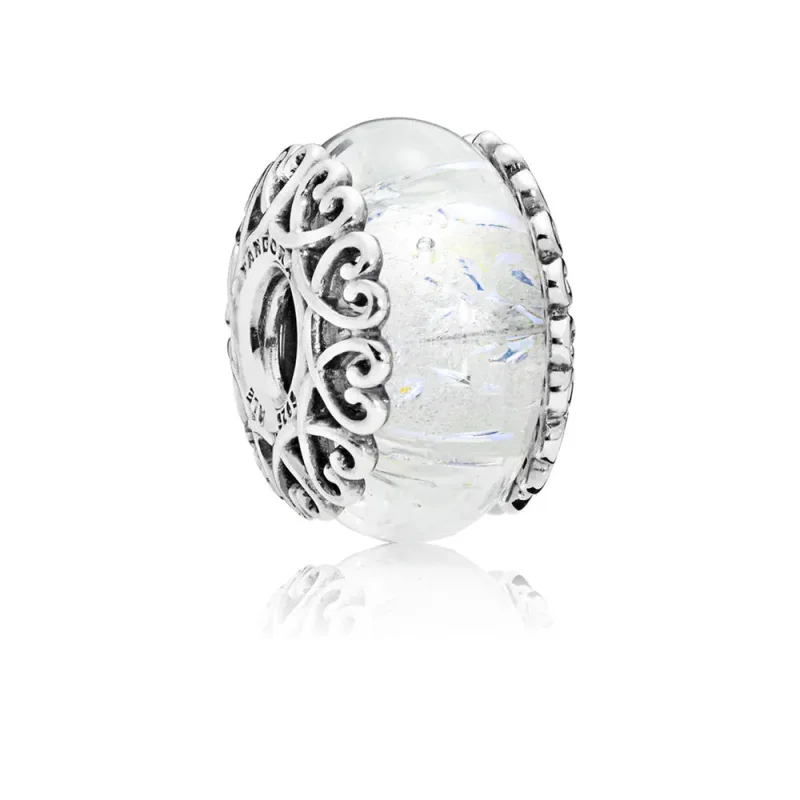 (immagine per) Charm PANDORA in Vetro di Murano Bianco Iridescente