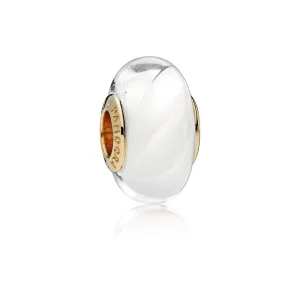 Charm Pandora In Vetro Di Murano Onde Bianche (immagine per) Charm Pandora In Vetro Di Murano Onde Bianche