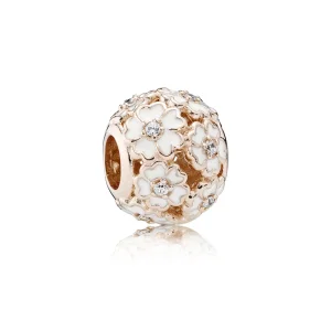 (immagine per) Charm Pandora Prato Di Primula Bianca In Rose Gold