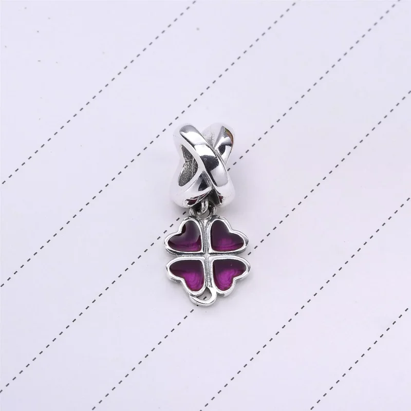 (immagine per) Charm con Pendente Quadrifoglio Fucsia - 790572EN07 - Charm | PANDORA - Visualizza 2