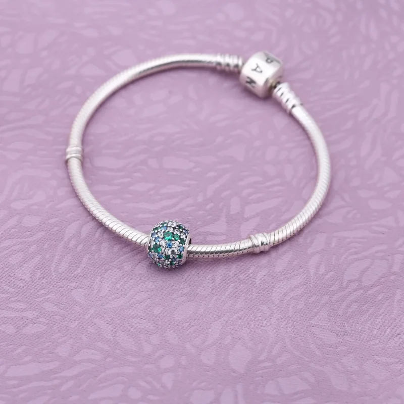 (immagine per) Charm Sfera in Pavé Mosaico Verde Acqua - Pandora IT - Visualizza 2