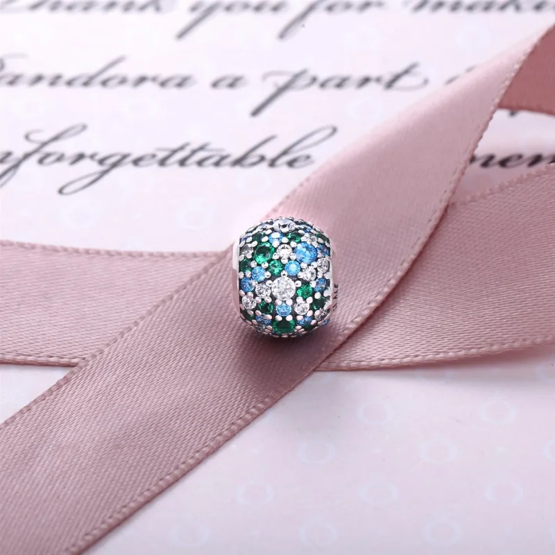 (immagine per) Charm Sfera in Pavé Mosaico Verde Acqua - Pandora IT - Visualizza 3