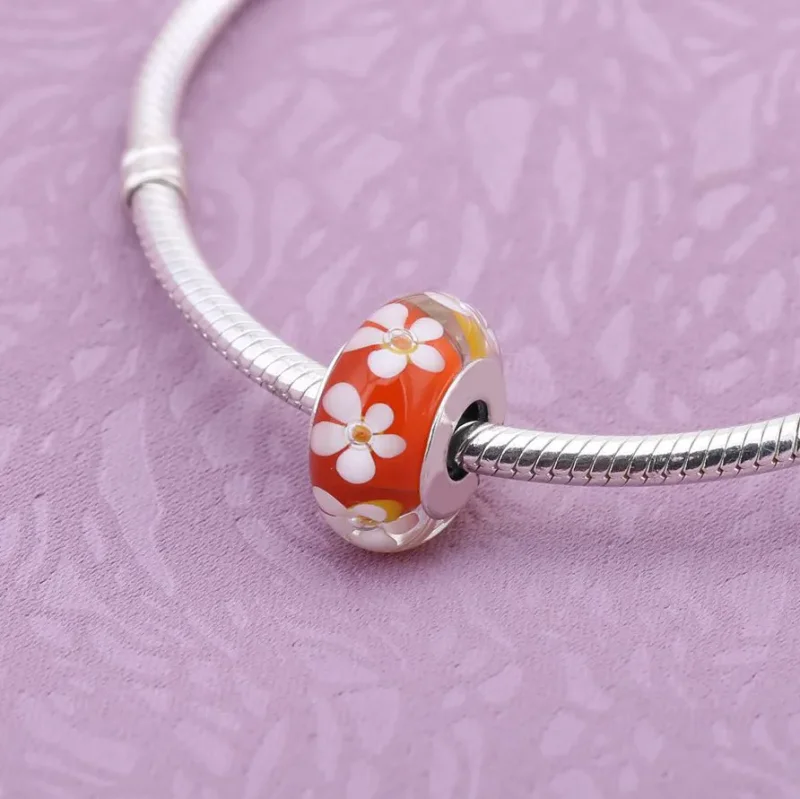 (immagine per) Red Flower charm with red and white murano glass - 791636 - Charm | PANDORA - Visualizza 2