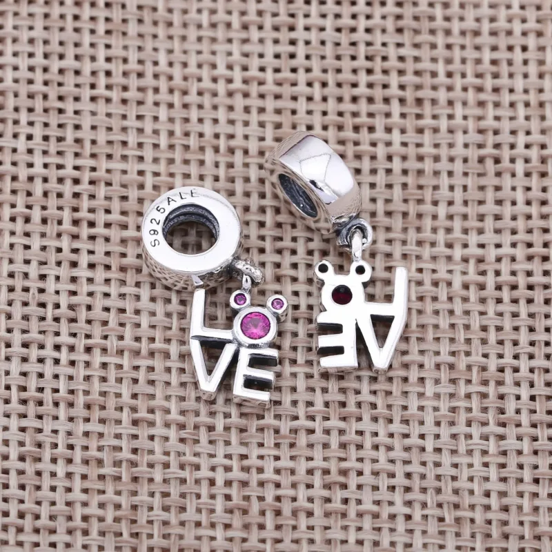 (immagine per) Charm pendenti PANDORA, disney, mickey love silver dangle with red cubic zirconi - Visualizza 3