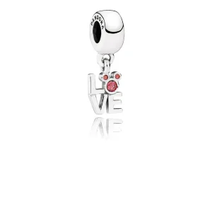 (immagine per) Charm pendenti PANDORA, disney, mickey love silver dangle with red cubic zirconia, 791448CZR