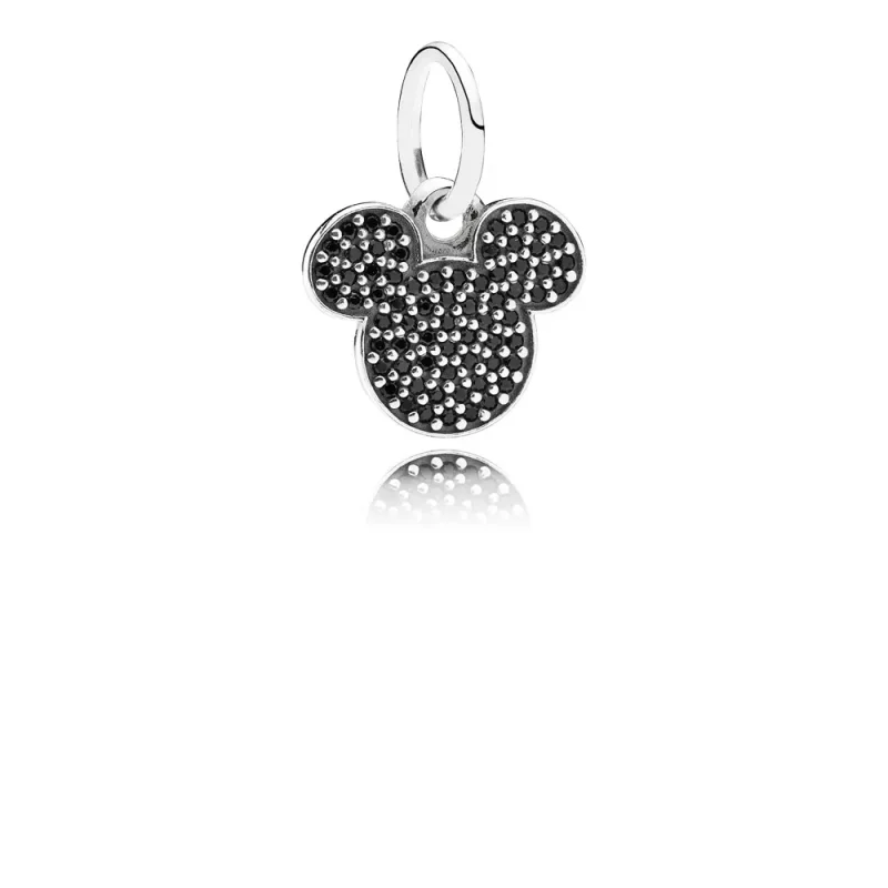(immagine per) Charm pendenti PANDORA, disney, mickey pave silver dangle with black crystal, 791446NCK