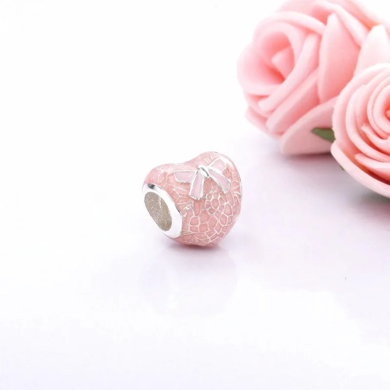 (immagine per) Cuore con Fiocco Rosa & Pizzo - Pandora IT - Visualizza 4
