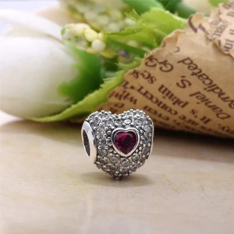 (immagine per) Cuore nel Cuore in Pavé Rosso - Pandora IT - Visualizza 4