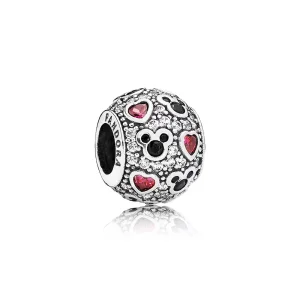 (immagine per) Disney, Charm PANDORA Sfera in Pavè Mickey Mouse e Cuori Luminosi