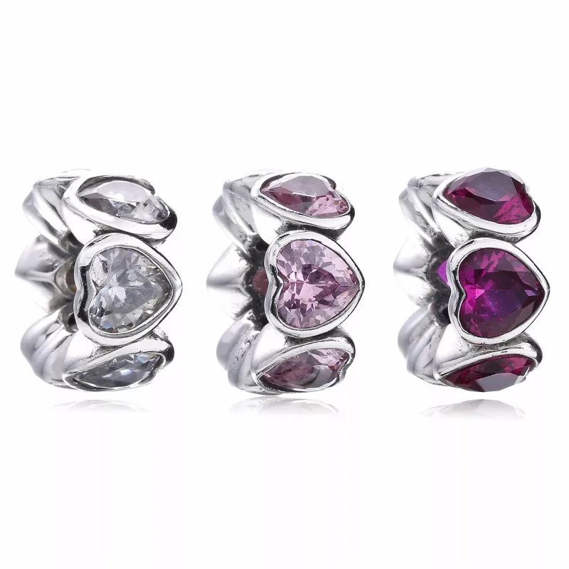(immagine per) Distanziatore Cuori Brillanti Rosa - 791252CZS - Charm | PANDORA - Visualizza 3