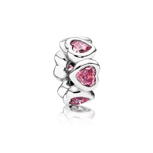 (immagine per) Distanziatore Cuori Brillanti Rosa - 791252CZS - Charm | PANDORA
