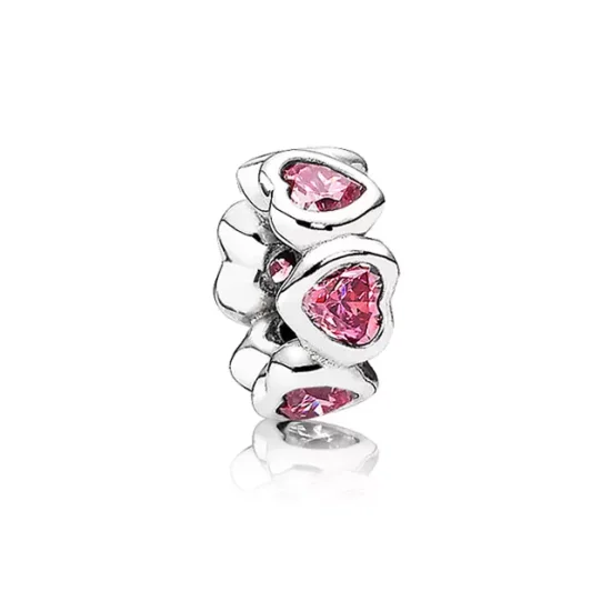 (immagine per) Distanziatore Cuori Brillanti Rosa - 791252CZS - Charm | PANDORA