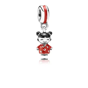 (immagine per) Charm pendenti PANDORA, chinese doll silver dangle with red and black enamel, 791431ENMX