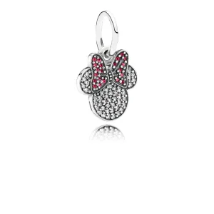 (immagine per) Charm pendenti PANDORA, disney, minnie pave silver dangle with clear and red cubic zirconia, 791447CZ