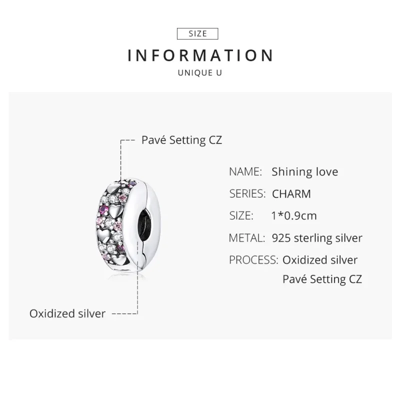(immagine per) Charm Clip tipo Pandora Amore splendente - SCC1745 - Visualizza 8