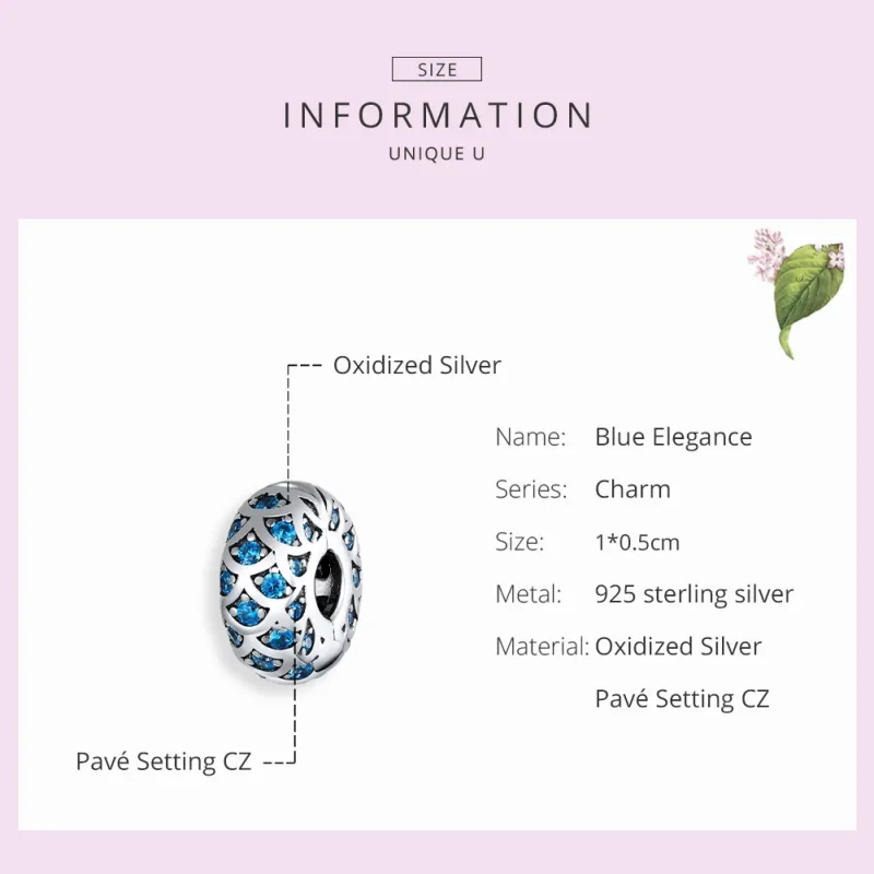(immagine per) Charm Clip tipo Pandora Eleganza blu - SCC1513 - Visualizza 7